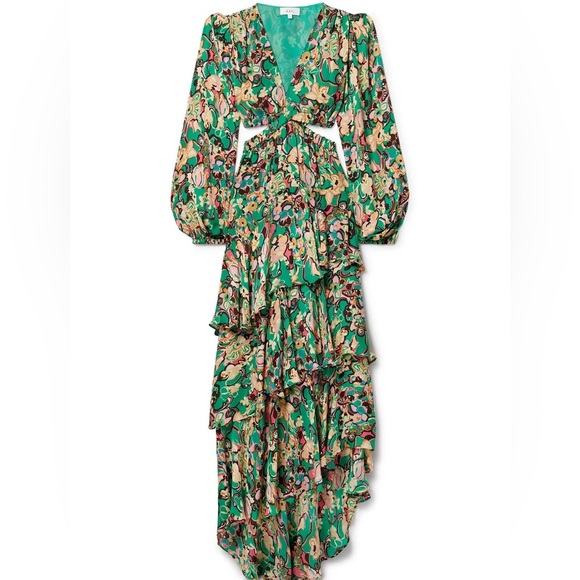 A.L.C. Bell Long Sleeve Layered Cutout Maxi Dress Emerald Multi SZ 2 NEW $1095! - Picture 9 of 12